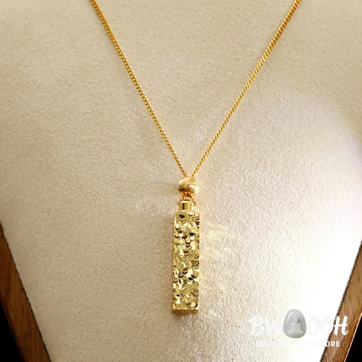 Buddha Stones Rectangular Texture Design Copper Chain Luck Necklace Pendant - BWOOOH - Copper(Pendant Size: 3.5*7cm)