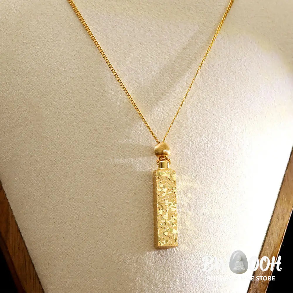 Buddha Stones Rectangular Texture Design Copper Chain Luck Necklace Pendant - BWOOOH - Copper(Pendant Size: 3.5*7cm)