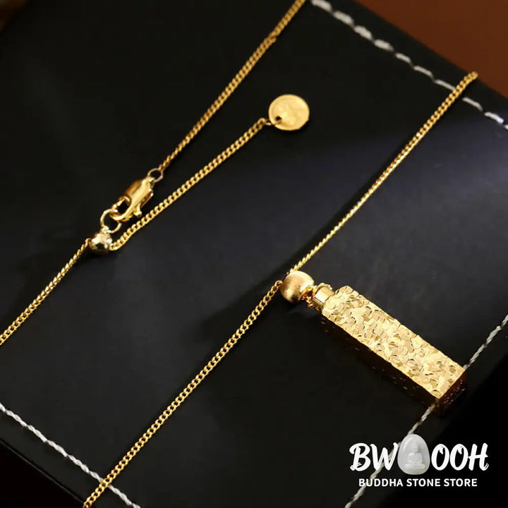 Buddha Stones Rectangular Texture Design Copper Chain Luck Necklace Pendant - BWOOOH - Copper(Pendant Size: 3.5*7cm)