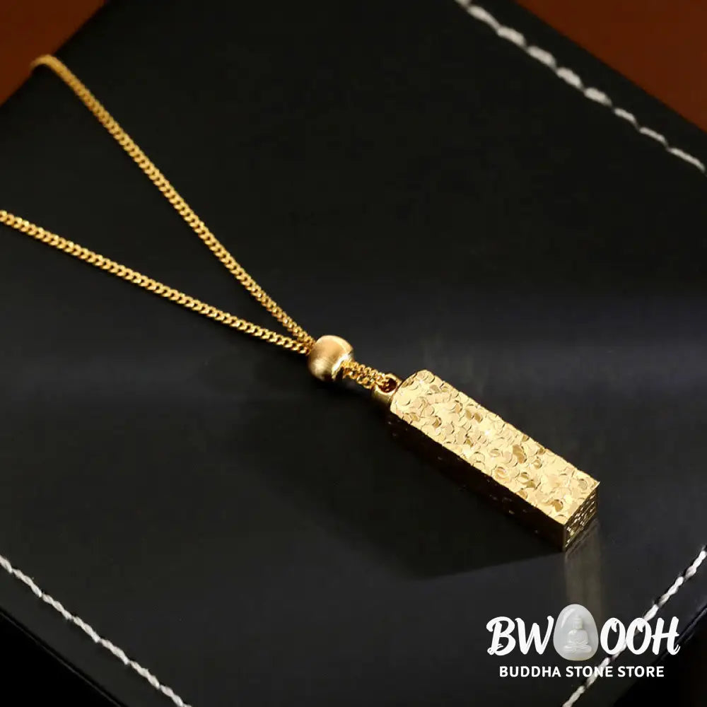Buddha Stones Rectangular Texture Design Copper Chain Luck Necklace Pendant - BWOOOH - Copper(Pendant Size: 3.5*7cm)