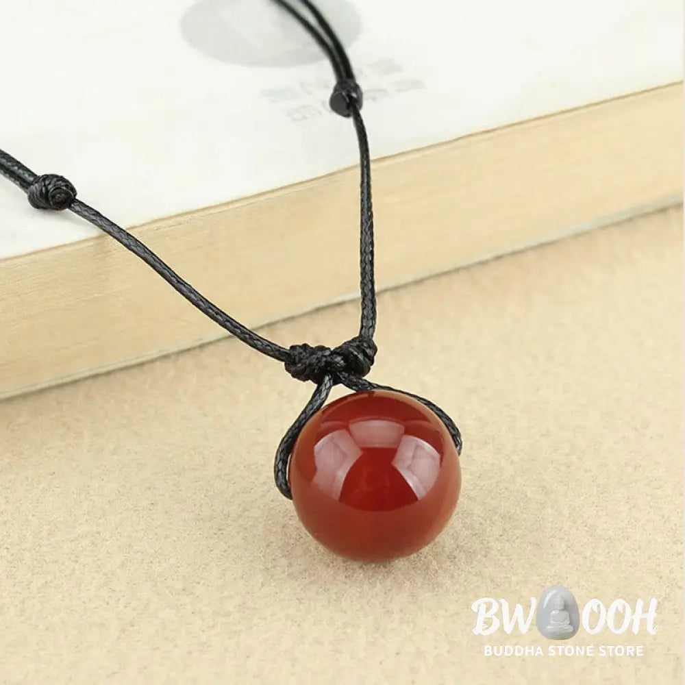 Buddha Stones Red Agate Bead Confidence Leather Rope Necklace Pendant - BWOOOH - Red Agate(Confidence♥Calm) - Necklaces