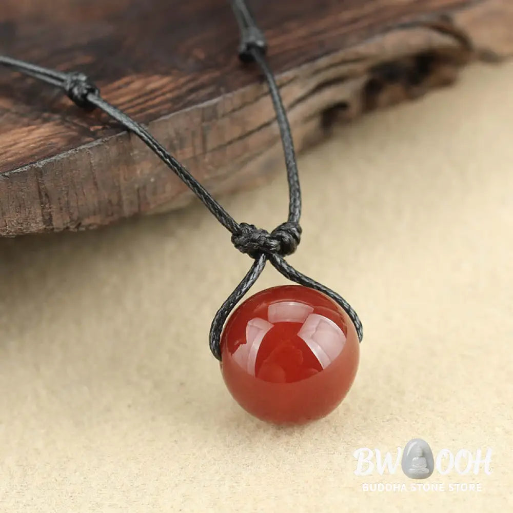 Buddha Stones Red Agate Bead Confidence Leather Rope Necklace Pendant - BWOOOH - Red Agate(Confidence♥Calm) - Necklaces