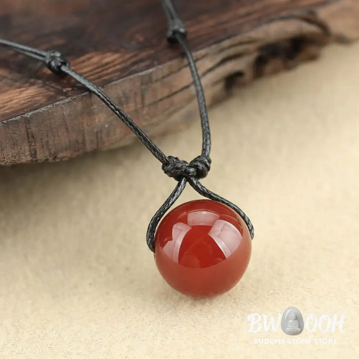 Buddha Stones Red Agate Bead Confidence Leather Rope Necklace Pendant - BWOOOH - Red Agate(Confidence♥Calm) - Necklaces