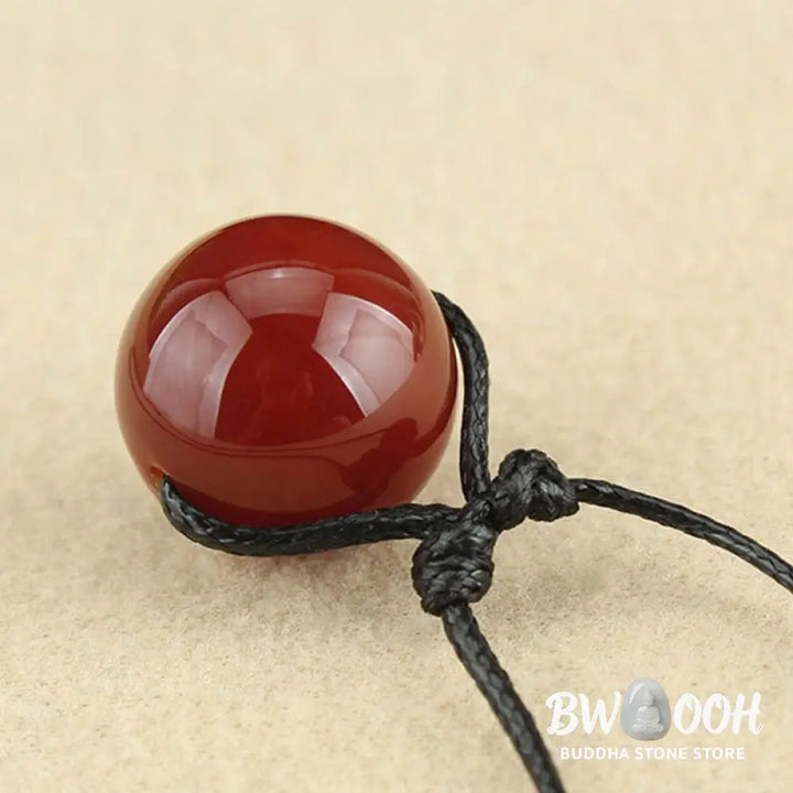 Buddha Stones Red Agate Bead Confidence Leather Rope Necklace Pendant - BWOOOH - Red Agate(Confidence♥Calm) - Necklaces