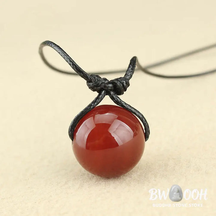 Buddha Stones Red Agate Bead Confidence Leather Rope Necklace Pendant - BWOOOH - Red Agate(Confidence♥Calm) - Necklaces