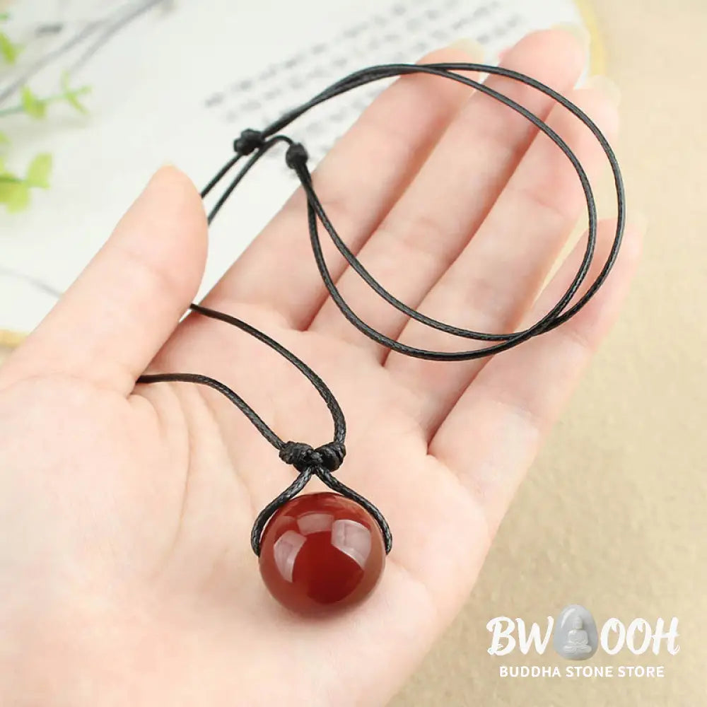 Buddha Stones Red Agate Bead Confidence Leather Rope Necklace Pendant - BWOOOH - Red Agate(Confidence♥Calm) - Necklaces