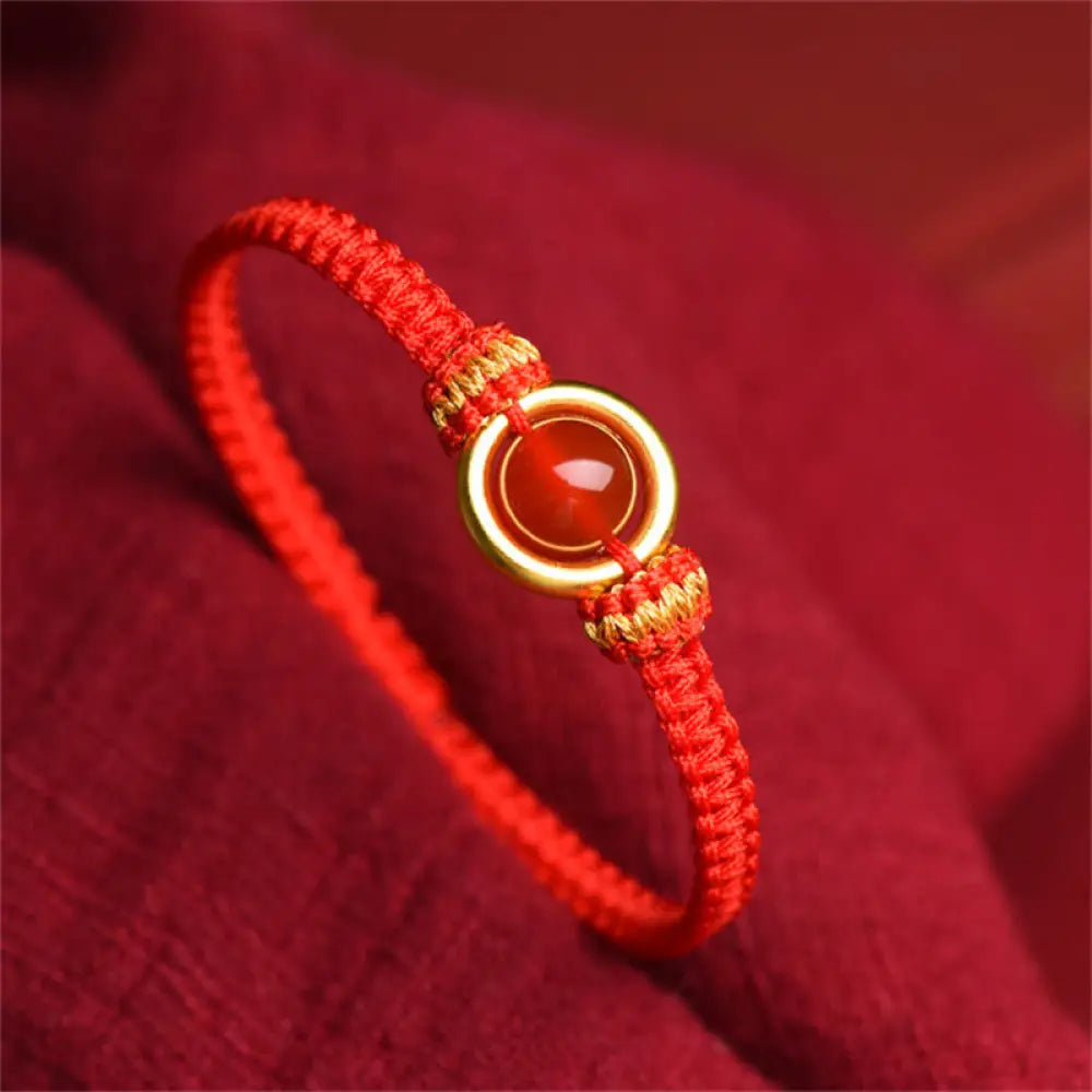BWOOOH Red Agate Bead Peace Buckle Calm Rope Bracelet - BWOOOH - Red Rope(Wrist Circumference 14-18cm) - Bracelet