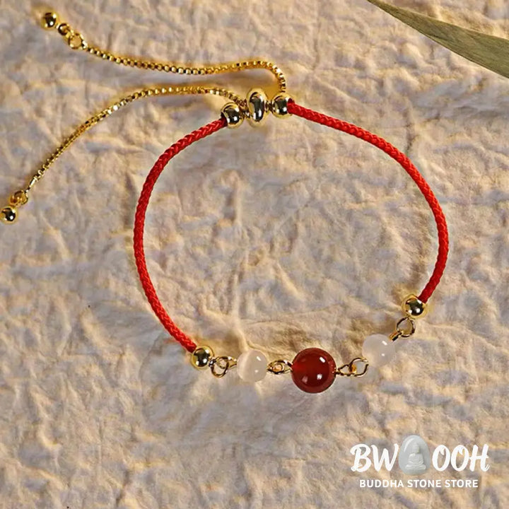 BWOOOH Red Agate Cat Eye Braided String Confidence Bracelet | natural stone spiritual bracelet for healing and mindful living