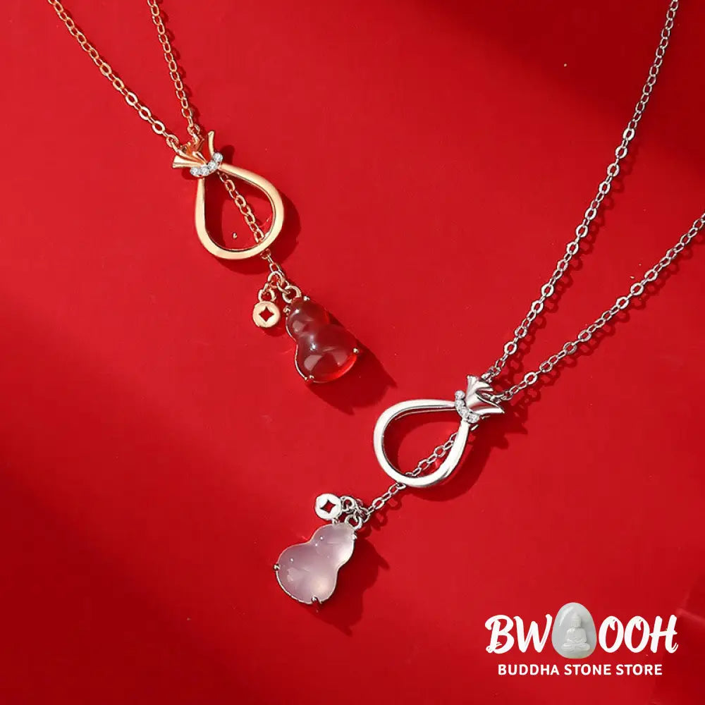 Buddha Stones Red Agate Chalcedony 925 Sterling Silver Gourd Lucky Bag Confidence Necklace Pendant - BWOOOH - Necklaces