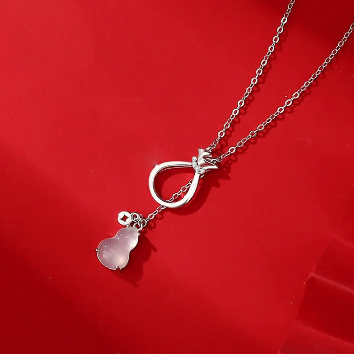 Buddha Stones Red Agate Chalcedony 925 Sterling Silver Gourd Lucky Bag Confidence Necklace Pendant - BWOOOH