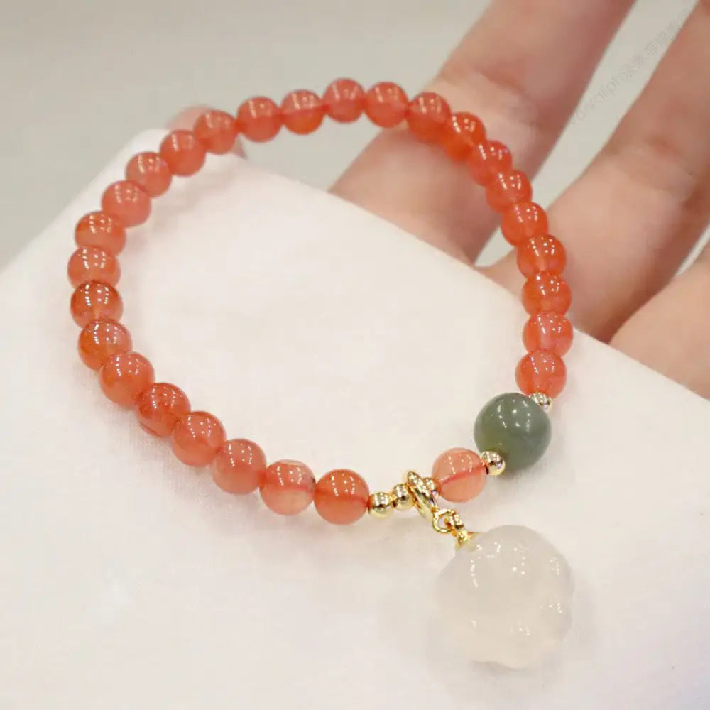 BWOOOH Red Agate Chalcedony Cat Paw Jade Confidence Bracelet - BWOOOH - Red Agate(Confidence♥Calm) - Bracelet