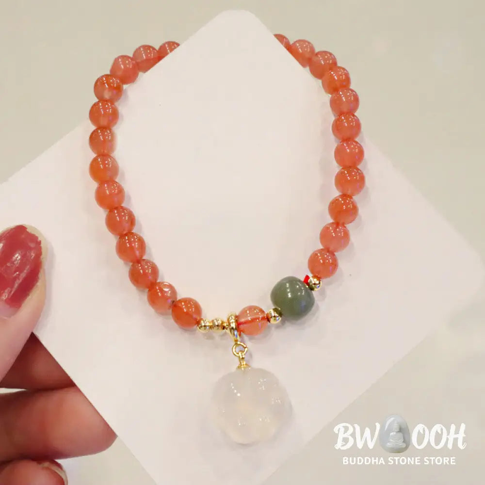 Buddha Stones Red Agate Chalcedony Cat Paw Jade Confidence Bracelet - BWOOOH - Red Agate(Confidence♥Calm) - Bracelet
