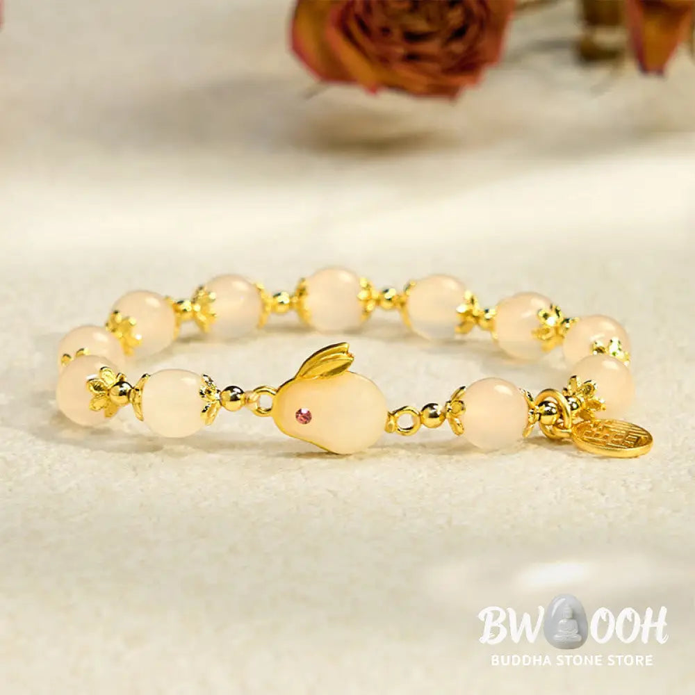 Buddha Stones Red Agate Chalcedony Rabbit Fu Character Confidence Bracelet - BWOOOH - Bracelet