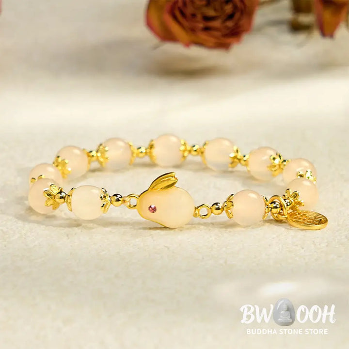 Buddha Stones Red Agate Chalcedony Rabbit Fu Character Confidence Bracelet - BWOOOH - Bracelet