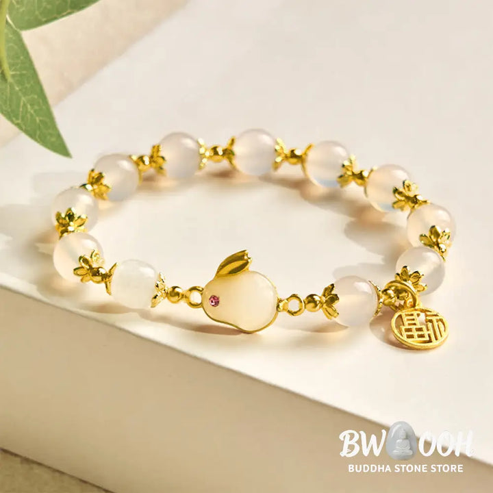 Buddha Stones Red Agate Chalcedony Rabbit Fu Character Confidence Bracelet - BWOOOH - Bracelet