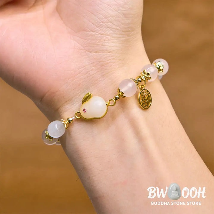 Buddha Stones Red Agate Chalcedony Rabbit Fu Character Confidence Bracelet - BWOOOH - Bracelet