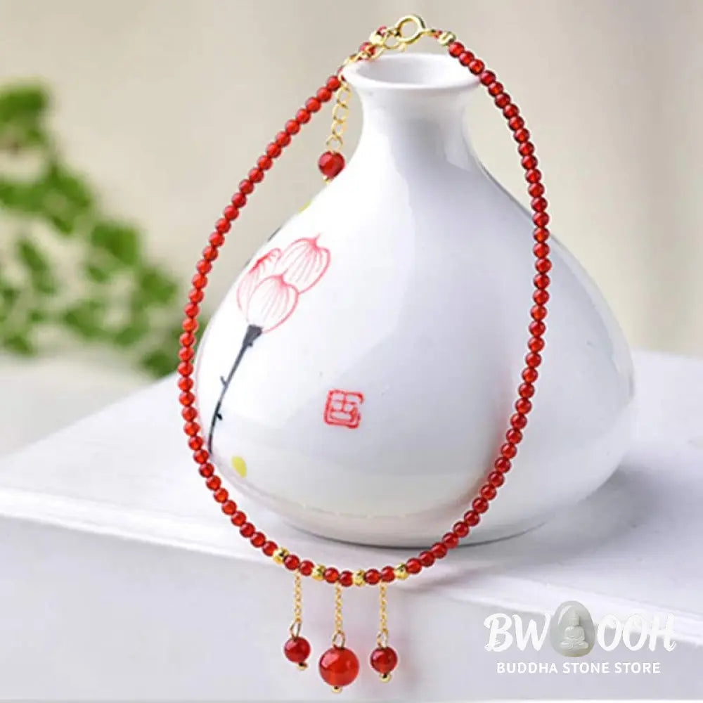Buddha Stones Red Agate Confidence Calm Anklet - Red Agate (Confidence ♥ Calm) - Anklet