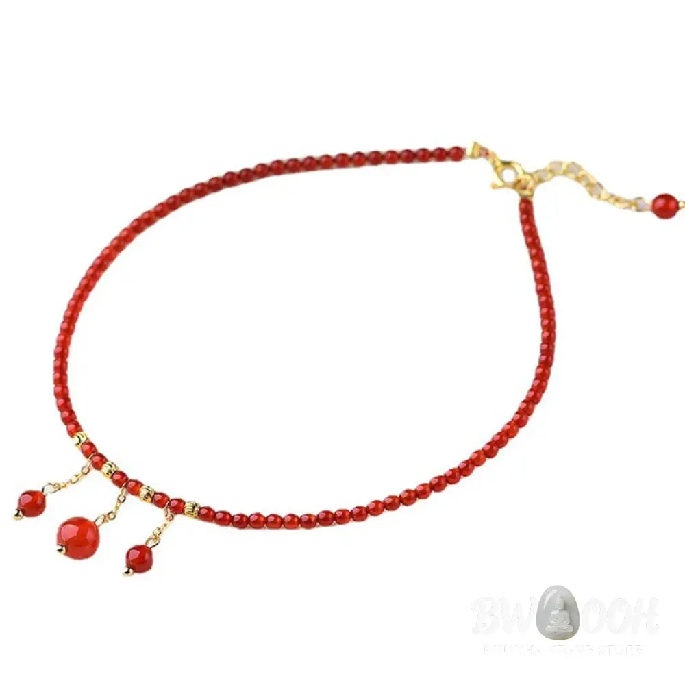 Buddha Stones Red Agate Confidence Calm Anklet - Red Agate (Confidence ♥ Calm) - Anklet