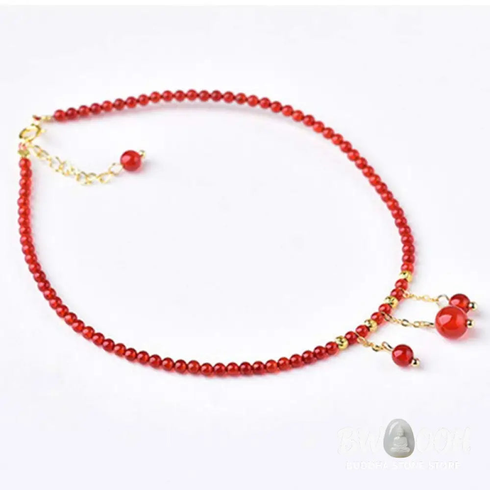 Buddha Stones Red Agate Confidence Calm Anklet - Red Agate (Confidence ♥ Calm) - Anklet