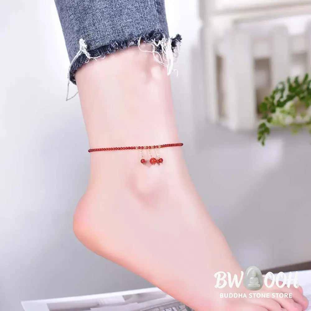 Buddha Stones Red Agate Confidence Calm Anklet - Red Agate (Confidence ♥ Calm) - Anklet