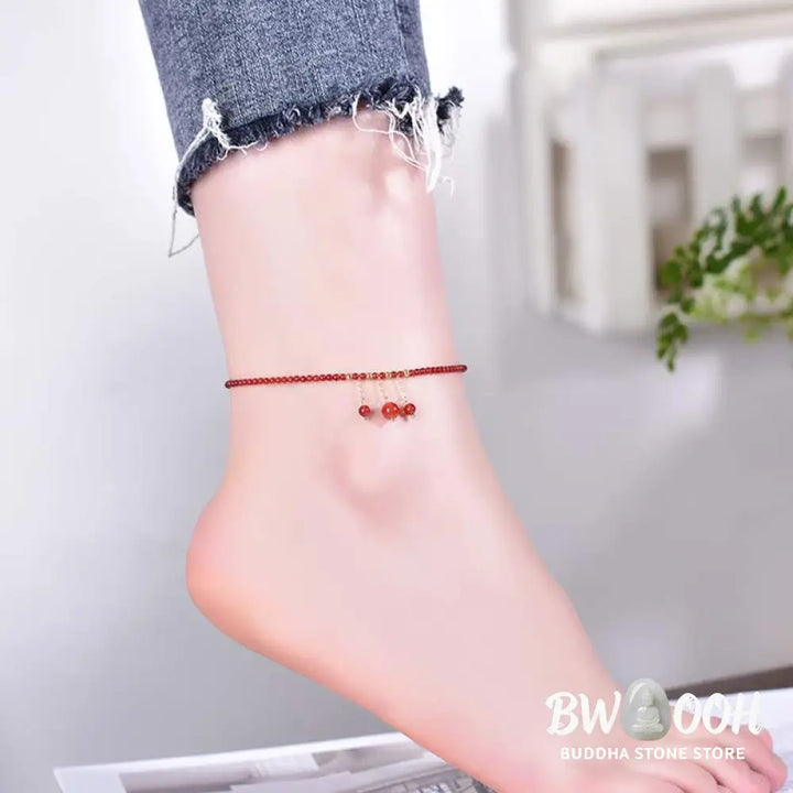 Buddha Stones Red Agate Confidence Calm Anklet - Red Agate (Confidence ♥ Calm) - Anklet