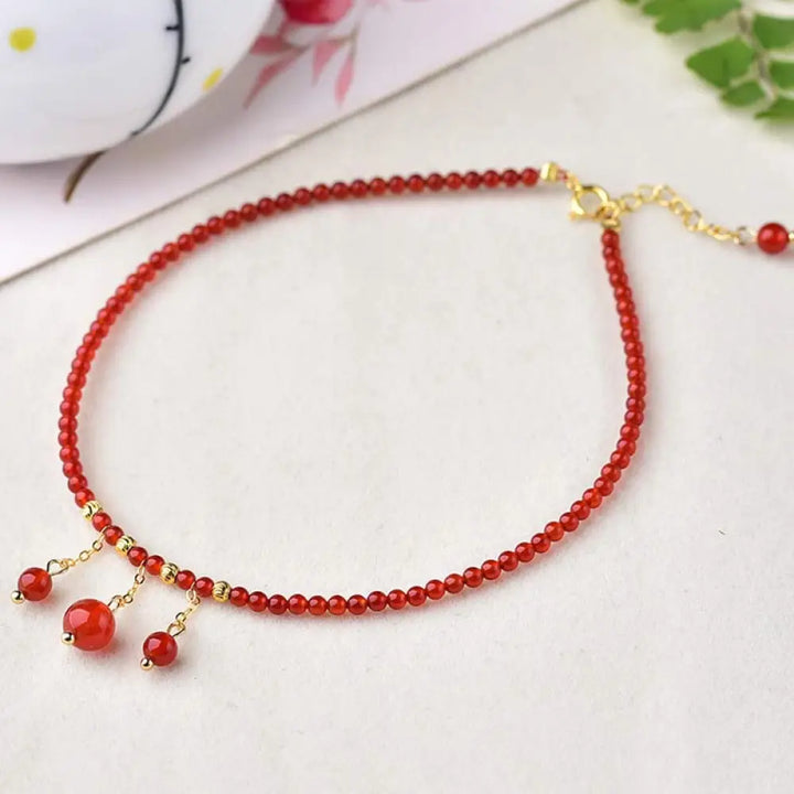BWOOOH Red Agate Confidence Calm Anklet