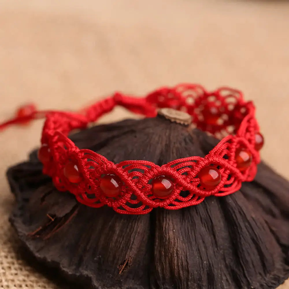 BWOOOH Red Agate Confidence Red String Bracelet | natural stone spiritual bracelet for healing and mindful living