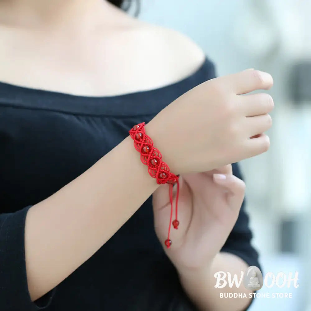 BWOOOH Red Agate Confidence Red String Bracelet | natural stone spiritual bracelet for healing and mindful living