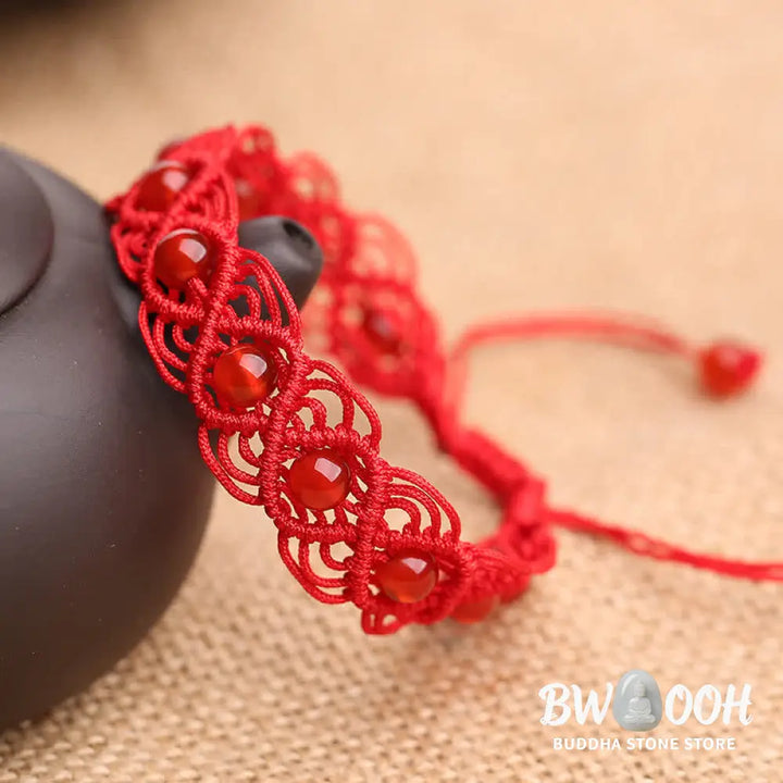 BWOOOH Red Agate Confidence Red String Bracelet | natural stone spiritual bracelet for healing and mindful living