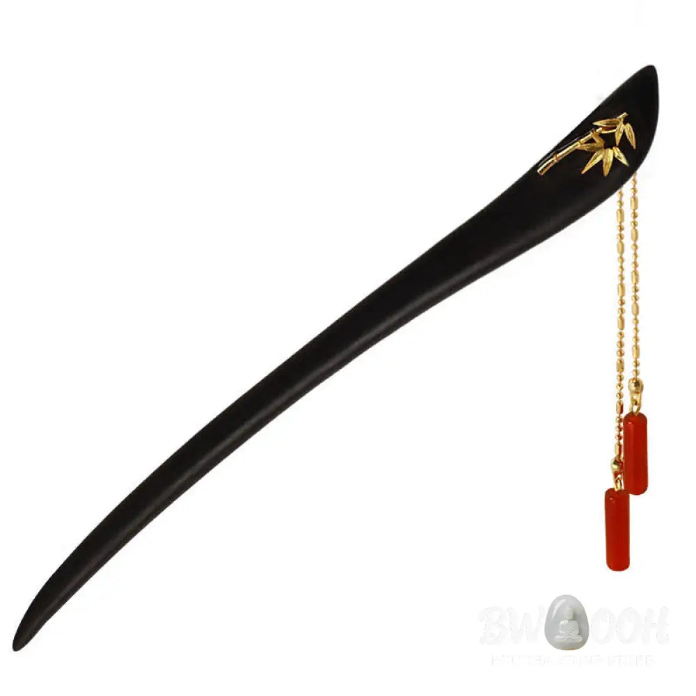 Buddha Stones Red Agate Ebony Wood Confidence Tassel Hairpin - Red Agate (Confidence ♥ Calm) - Hairpin