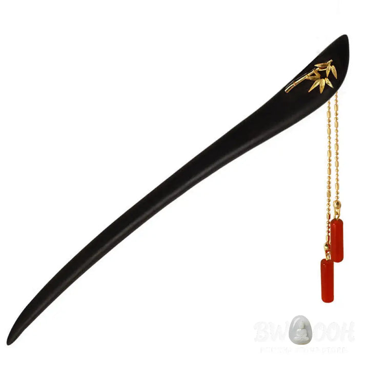 Buddha Stones Red Agate Ebony Wood Confidence Tassel Hairpin - Red Agate (Confidence ♥ Calm) - Hairpin