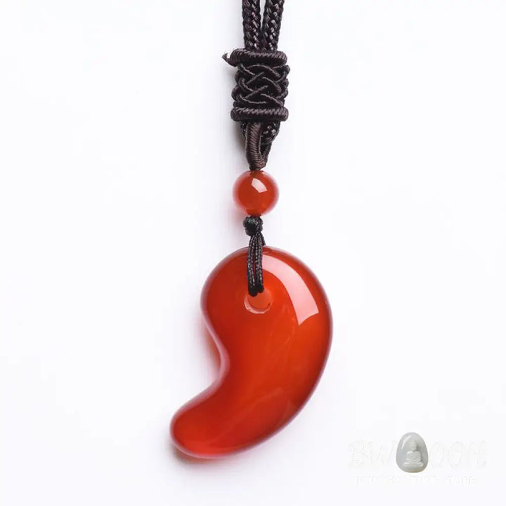 Buddha Stones Red Agate Green Agate Moon Pattern Confidence Calm Necklace - BWOOOH - Necklaces &amp; Pendants