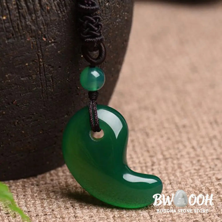 Buddha Stones Red Agate Green Agate Moon Pattern Confidence Calm Necklace - BWOOOH - Necklaces &amp; Pendants