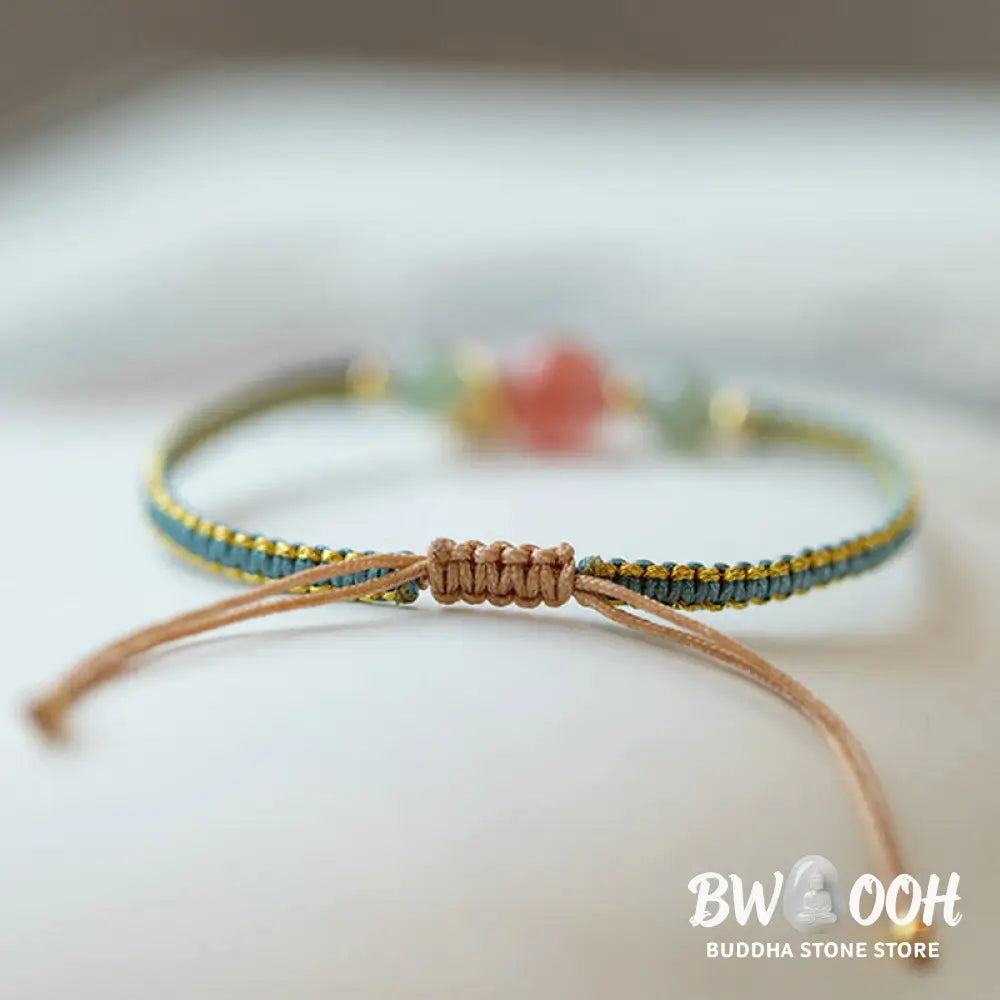 Buddha Stones Red Agate Jade Lotus Confidence Calm String Bracelet - BWOOOH - Bracelet