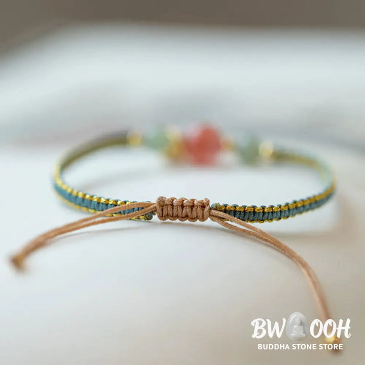 Buddha Stones Red Agate Jade Lotus Confidence Calm String Bracelet - BWOOOH - Bracelet