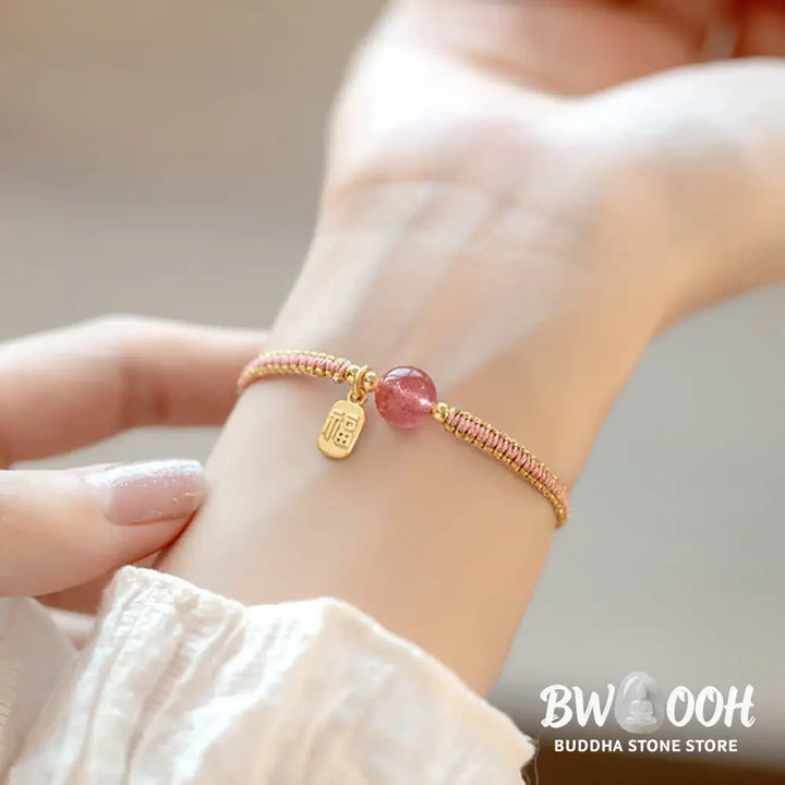 Buddha Stones Red Agate Jade Lotus Confidence Calm String Bracelet - BWOOOH - Bracelet