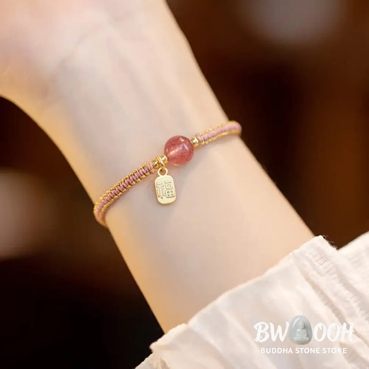 Buddha Stones Red Agate Jade Lotus Confidence Calm String Bracelet - BWOOOH - Bracelet