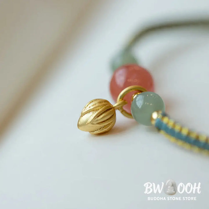Buddha Stones Red Agate Jade Lotus Confidence Calm String Bracelet - BWOOOH - Bracelet