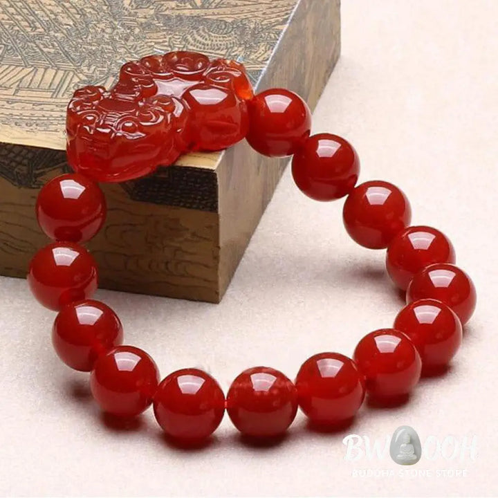 Buddha Stones Red Agate Lucky Pixiu Wealth Luck Bracelet - BWOOOH - Bracelet