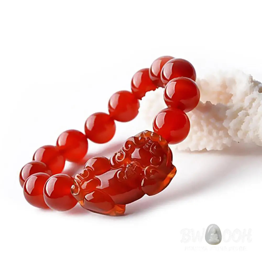 Buddha Stones Red Agate Lucky Pixiu Wealth Luck Bracelet - BWOOOH - Bracelet