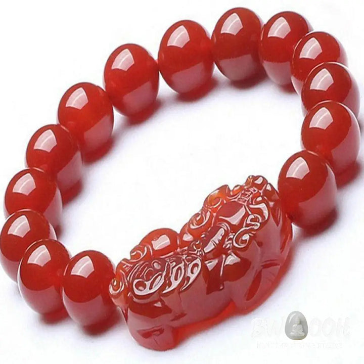 Buddha Stones Red Agate Lucky Pixiu Wealth Luck Bracelet - BWOOOH - Bracelet