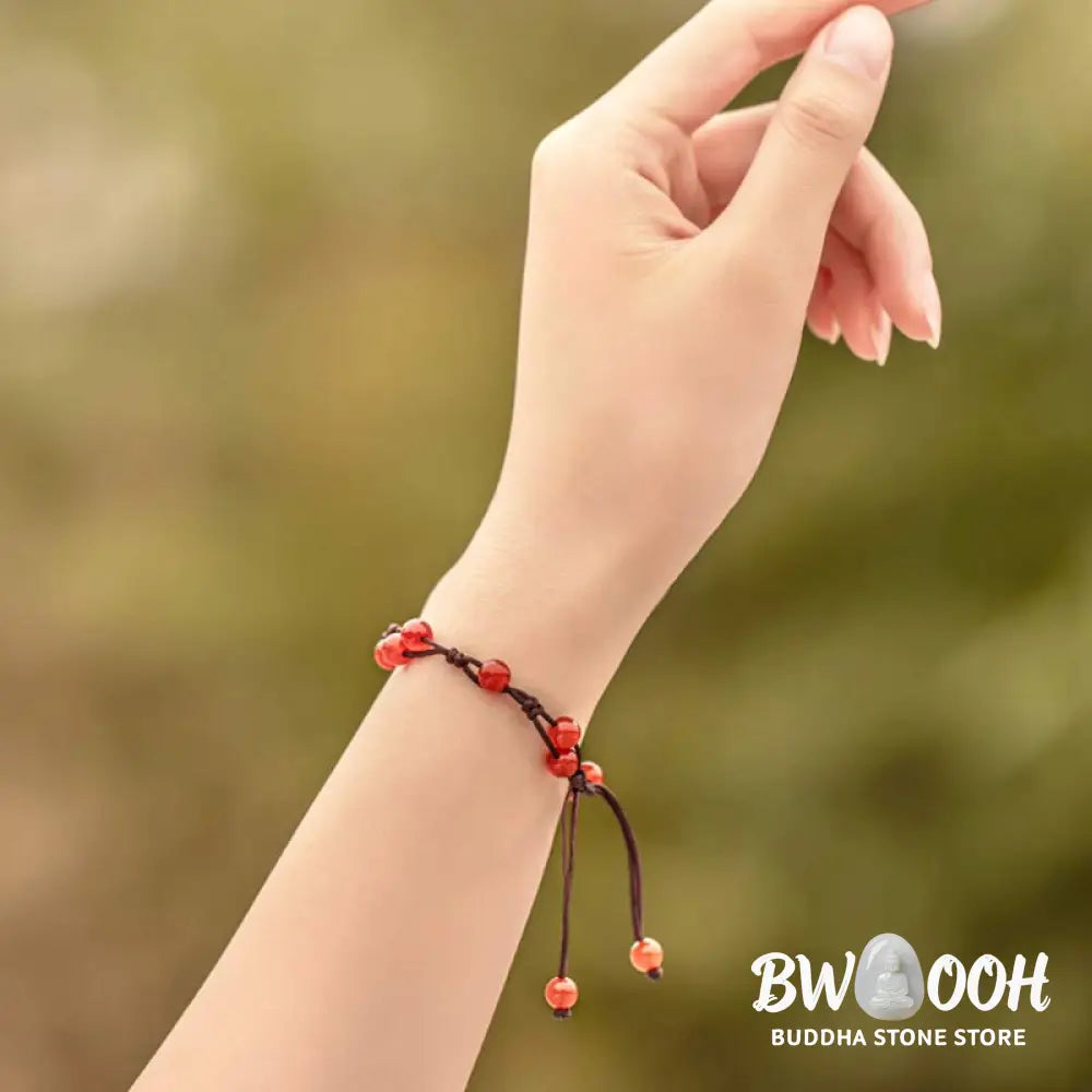 Buddha Stones Red Agate Moss Agate Cinnabar Calm Bracelet - Bracelet