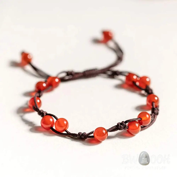 Buddha Stones Red Agate Moss Agate Cinnabar Calm Bracelet - Bracelet
