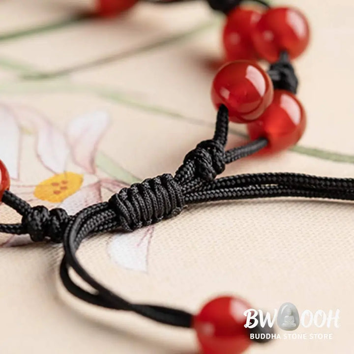 Buddha Stones Red Agate Moss Agate Cinnabar Calm Bracelet - Bracelet