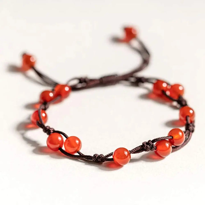 Buddha Stones Red Agate Moss Agate Cinnabar Calm Bracelet - Bracelet