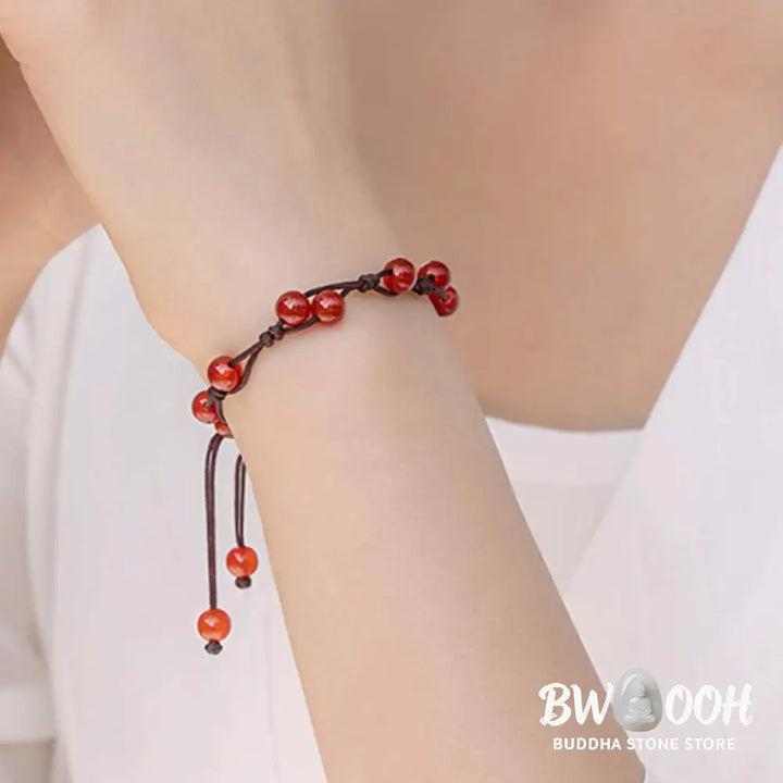 Buddha Stones Red Agate Moss Agate Cinnabar Calm Bracelet - Bracelet