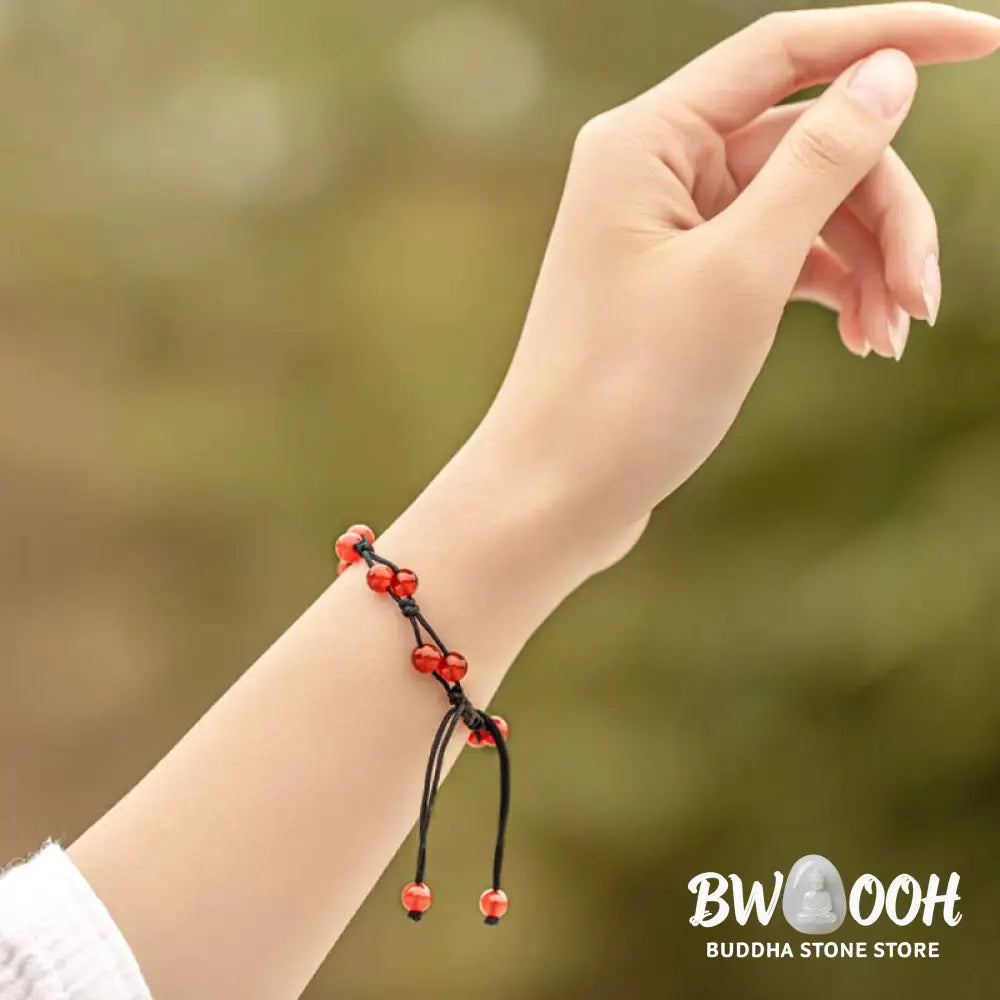 Buddha Stones Red Agate Moss Agate Cinnabar Calm Bracelet - Bracelet