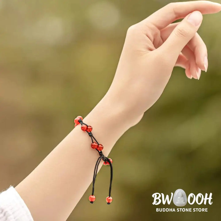 Buddha Stones Red Agate Moss Agate Cinnabar Calm Bracelet - Bracelet