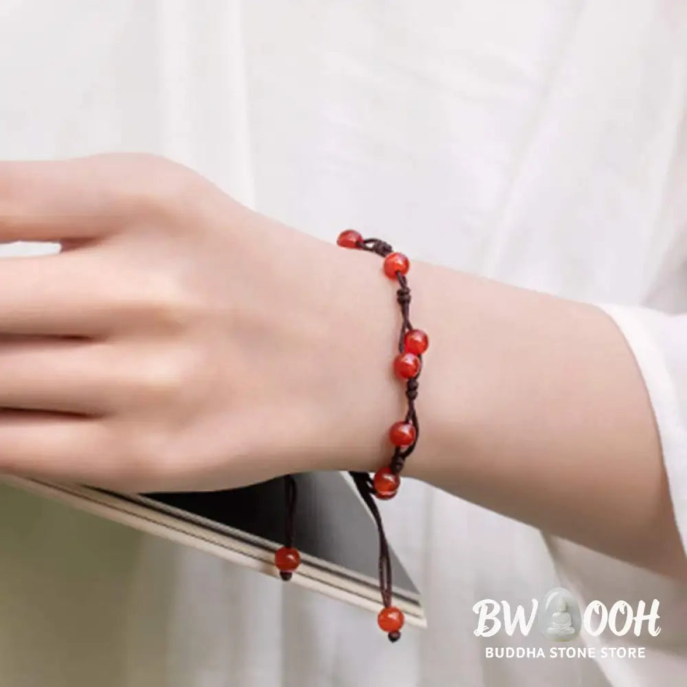 Buddha Stones Red Agate Moss Agate Cinnabar Calm Bracelet - Bracelet