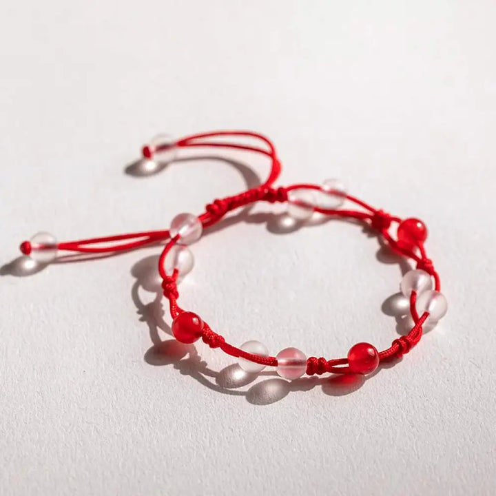 Buddha Stones Red Agate Moss Agate Cinnabar Calm Bracelet - Chalcedony&amp;Red String - Bracelet